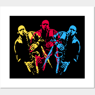 Colorful Saxophone Players Posters and Art